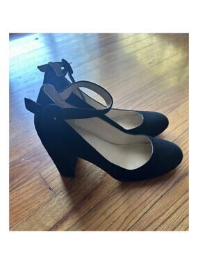 Marc Fisher Black Suede Leather Heels – 3.5" Ankle Strap